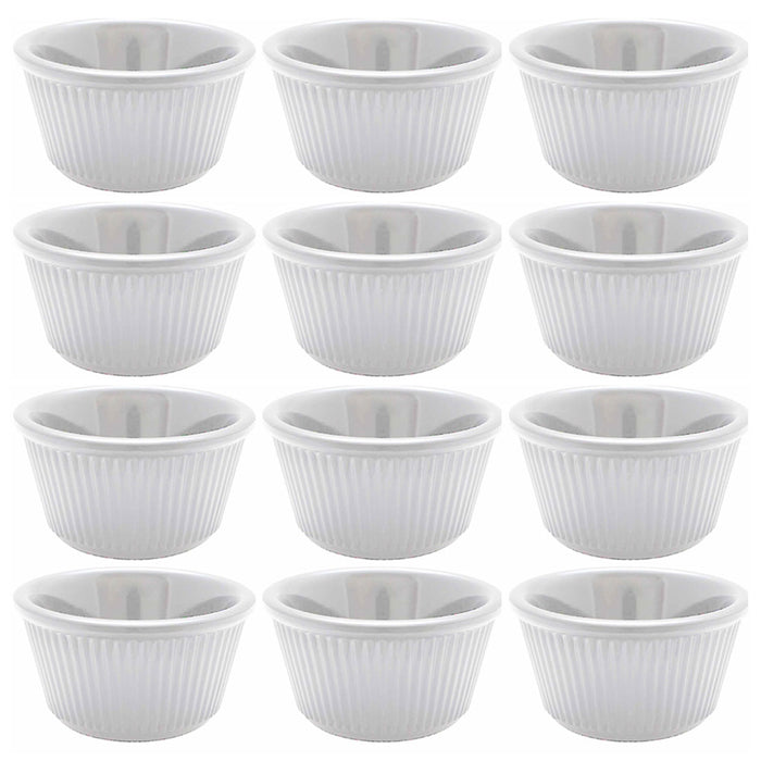 12 Pc Ramekins White Mini Melamine Condiment Dip Cups Bowl BPA Free Dish Saucer