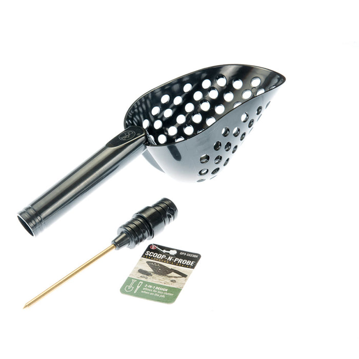 1 X Tough Durable Black Plastic Beach Sand Scoop With Brass Probe Metal Detector
