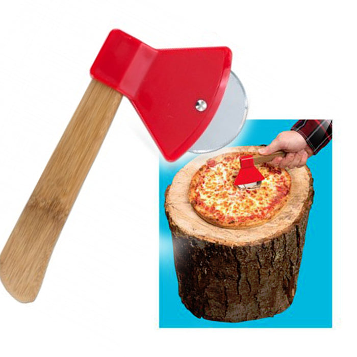 Axe Pizza Cutter Ax Shaped Wheel Slicer Wooden Chef Gift Kitchen Sharp Tool Gift