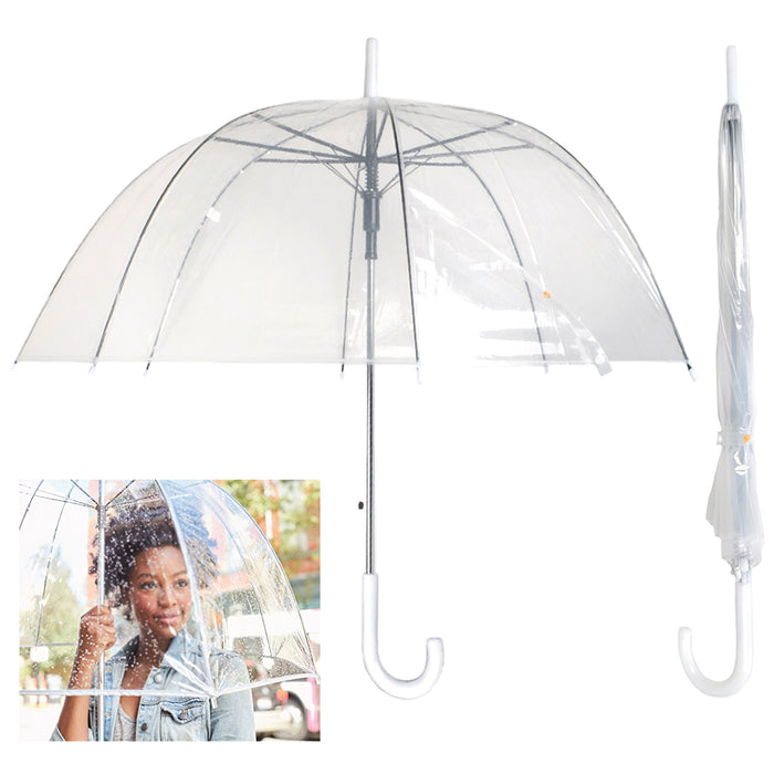 2 Pc Dome Umbrella Wedding Rain Clear Transparent Bubble Parasol Bird Cage Large