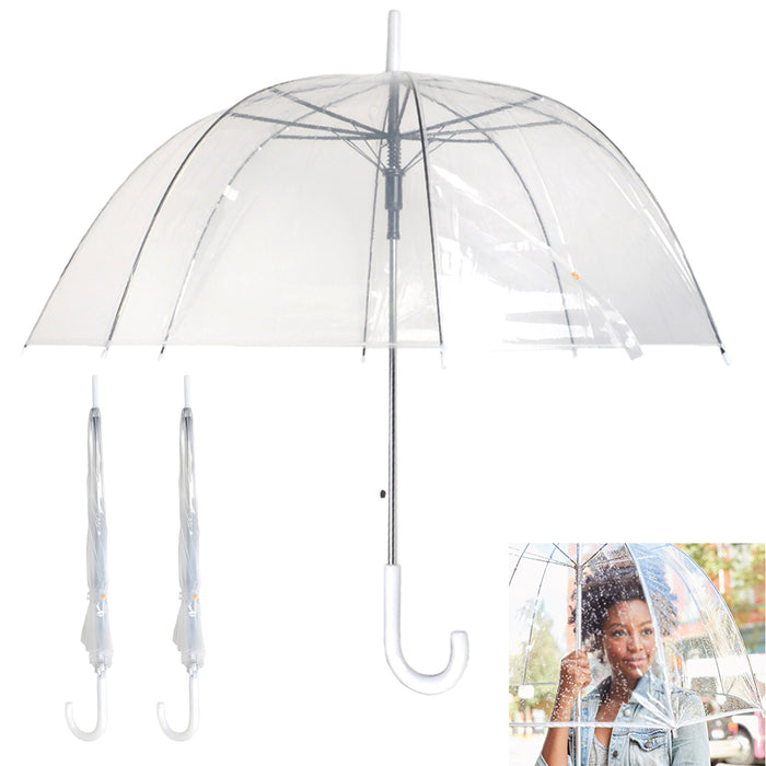 2 Pc Dome Umbrella Wedding Rain Clear Transparent Bubble Parasol Bird Cage Large