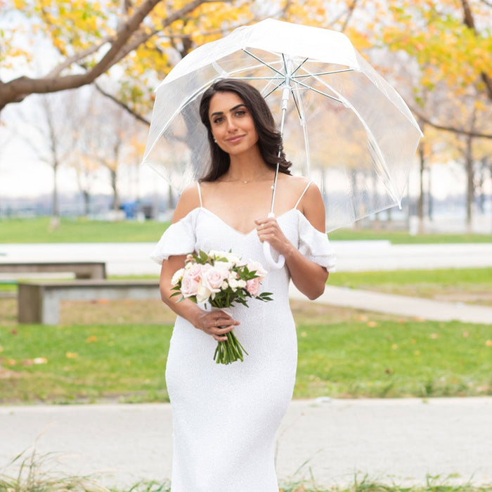 1 Clear Dome Umbrella Wedding Rain Transparent Bubble Parasol Manual Bird Cage