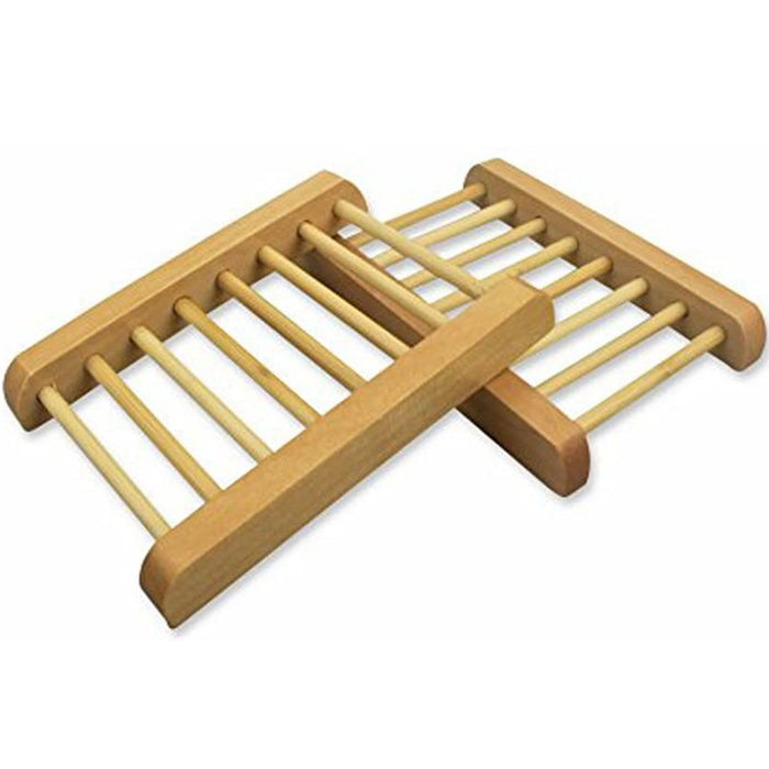 2 Natural Wooden Bamboo Soap Bar Dish Tray Holder Storage Rack Plate Box Travel