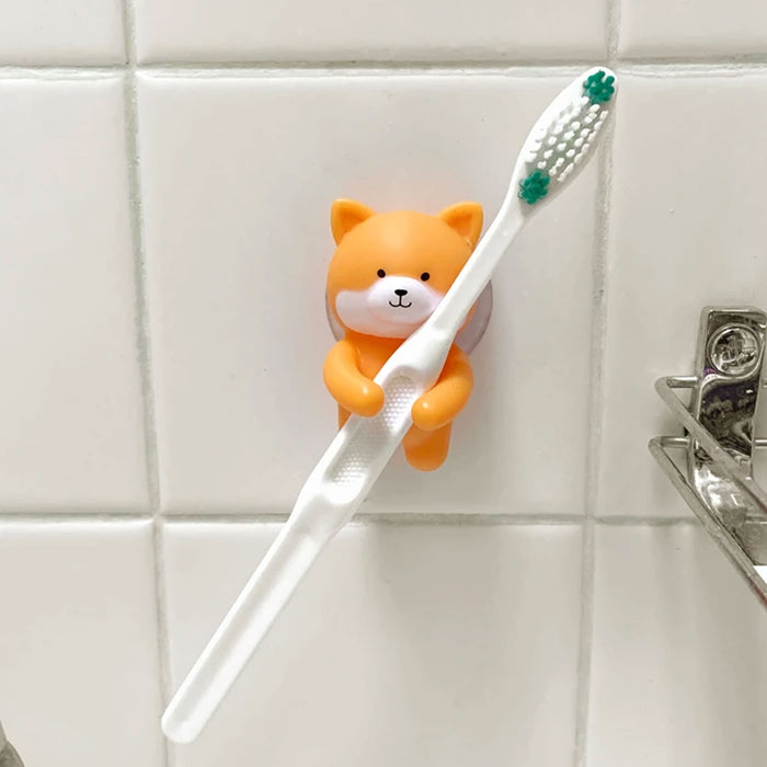1 Kikkerland Dog Toothbrush Holder Wall Mount Suction Toiletry Cute Kid Bathroom