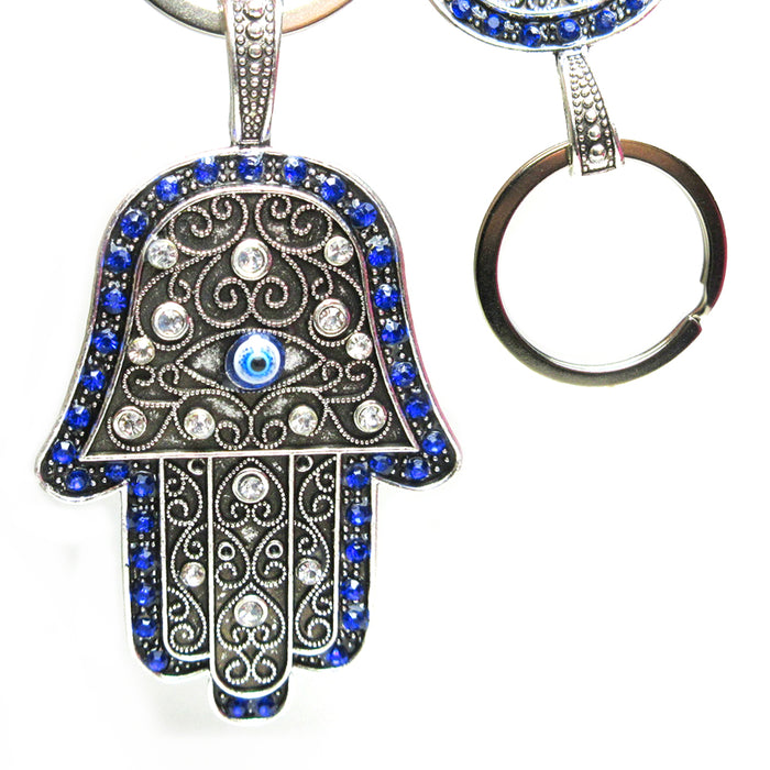 NEW Hamsa Hand Keychain Religious Charm Amulet Kabbalah Blue Evil Eye Lucky Gift