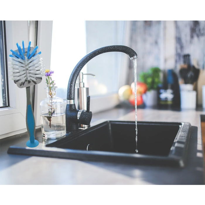 2 Pcs Kitchen Scrub Brush Suction Cup Sink Dish Washing Vegetable Scrubber 11"