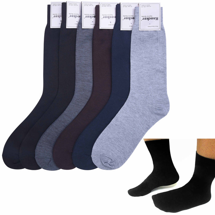 New 6 Pairs Mens Asst Classic Dress Socks Calf Casual Fashion Crew Solid 10-13