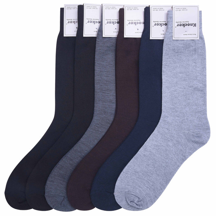 New 6 Pairs Mens Asst Classic Dress Socks Calf Casual Fashion Crew Solid 10-13