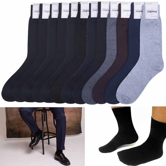New 12 Pairs Mens Dress Socks Fashion Casual Crew Multi Color Polyester 10-13