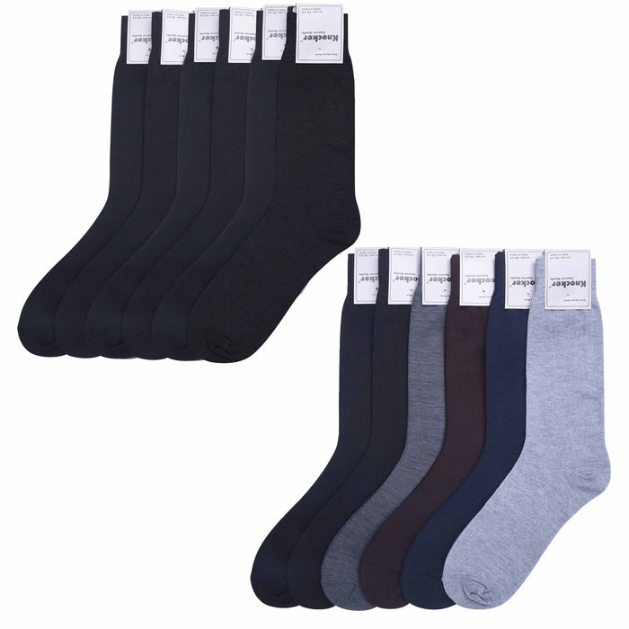 New 12 Pairs Mens Dress Socks Fashion Casual Crew Multi Color Polyester 10-13