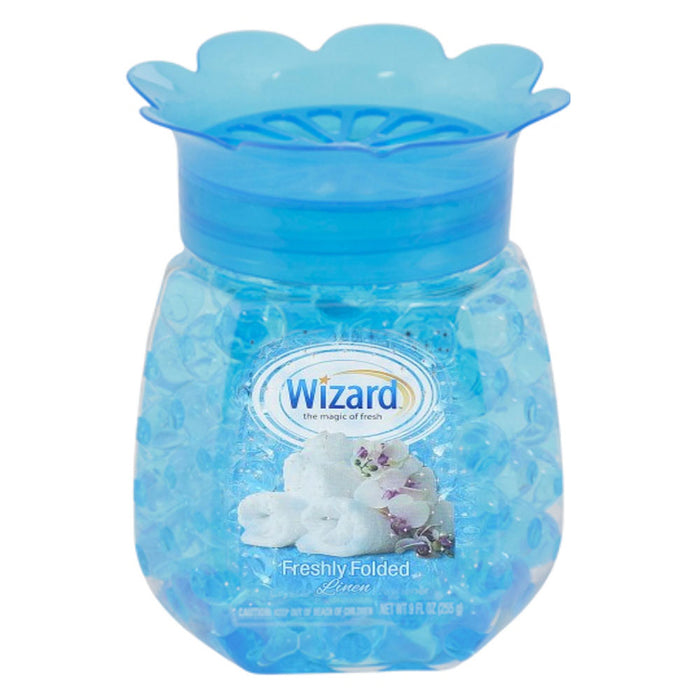 6 Wizard Fresh Linen Home Deodorizer Air Freshener Gel Beads Odor Eliminator 9oz