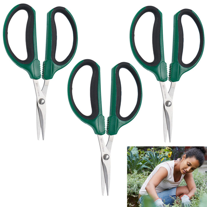 3pc Plant Shears Garden Scissors 6" Pruning Sharp Steel Bypass Cutter Trimming