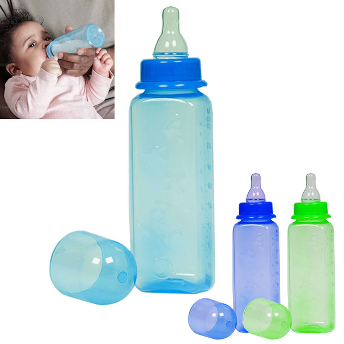 3 Pk Boy Baby Bottles Infant Feeding 8 Oz Leak Proof Babies Blue Feeder BPA  Free