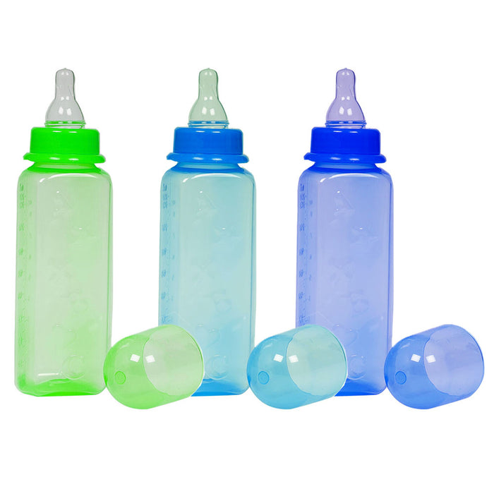 6 Pk Natural Flow Baby Bottles Blue Boy Infant Feeding 8 Oz Leak Proof BPA Free