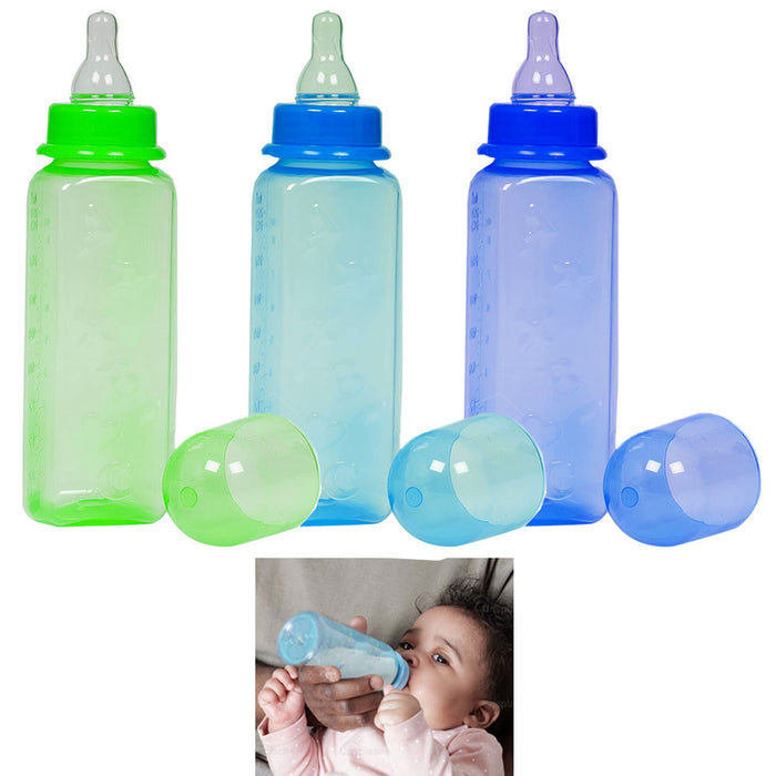 12 Pk Boy Baby Bottles Natural Flow Infant Feeding Leakproof Babies BPA Free 8Oz