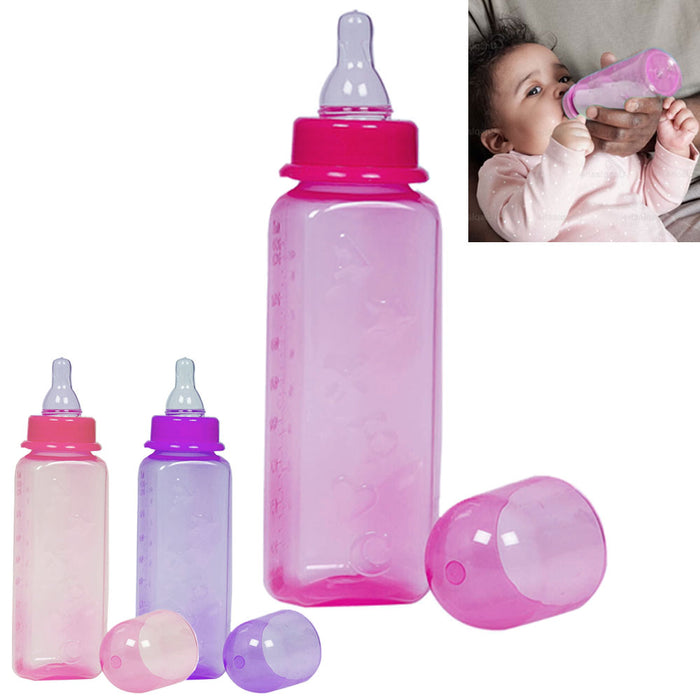 6 Pk Natural Flow Baby Bottles Pink Girl Infant Feeding 8 Oz Leak Proof BPA Free