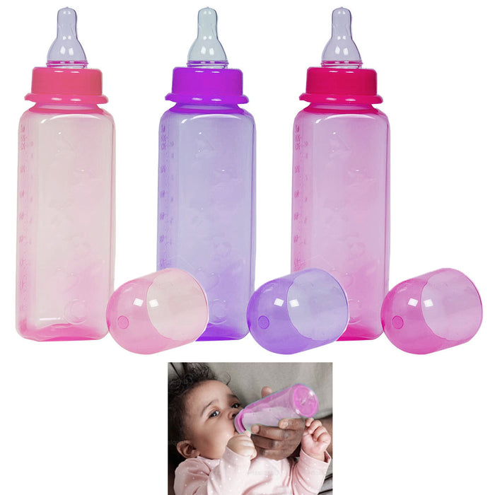 12 Pk Girl Baby Bottles Natural Flow Infant Feeder Leakproof Babies BPA Free 8Oz