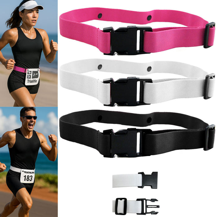 48pk Triathlon Marathon Race Number Belt Running Bib Holder Elastic Waist Strap