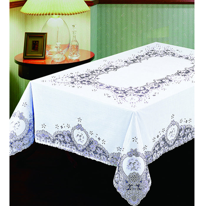 Lace Tablecloth White Vinyl 54"X72" Cover Wedding Floral Vintage Dinning Table