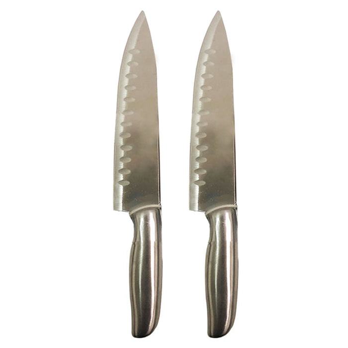 2pc Stainless Steel Santoku Knives Sharp Hollow Edge Chef Knife Japanese Kitchen