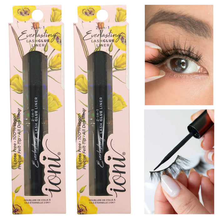 2 Pc 2 in 1 Lash Glue Eye Liner Pen Eyelash Extension Adhesive Vegan Latex Free