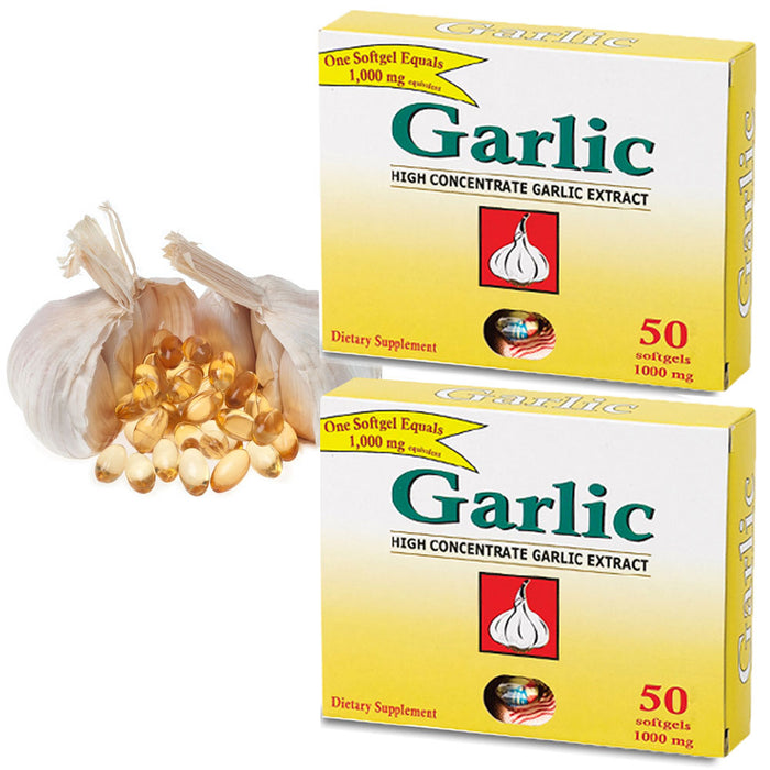 100 Ct Garlic Extract Capsules Soft Gel High Potency Dietary Supplement 1000mg