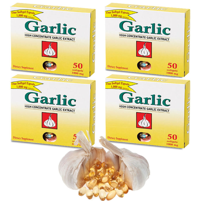 200 Ct 1000mg Garlic Extract Oil Soft Gel Capsules Potent Dietary Supplement