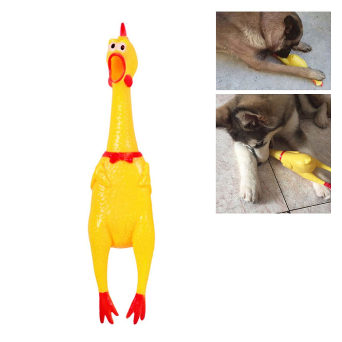 Hilarious 16" Rubber Screaming Chicken Toy Kids Pets Funny Squeaky Chewy Novelty