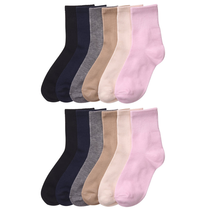 Girls Socks Crew Cute Youth Dress Socks School Ribbed 12 Pairs Casual Size 6-8