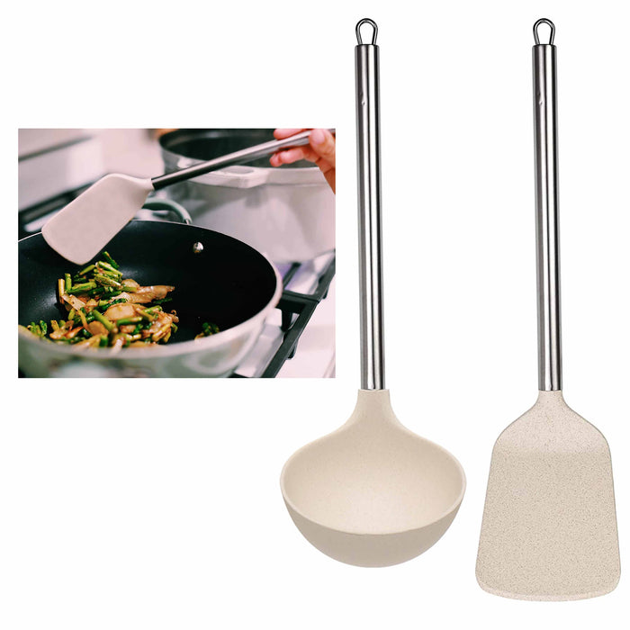 2 Pc Solid Turner Non Stick Kitchen Spatulas High Heat Resistant Cooking Utensil