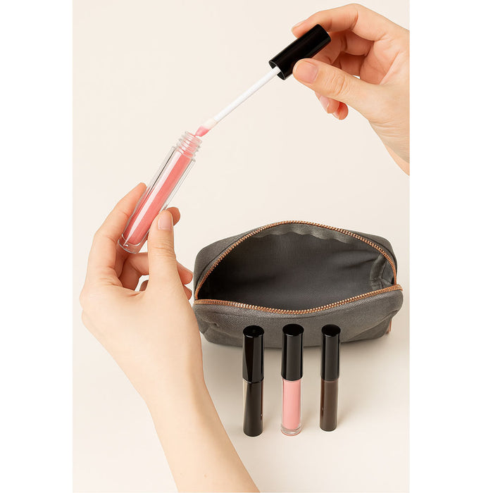 10 Empty Lip Gloss Black Lid Lipstick Balm Clear Containers Tip Applicator 10ml