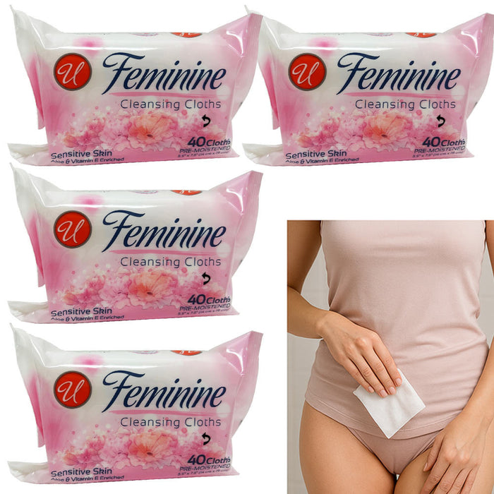 160 Sensitive Daily Gentle Feminine Wipes Cloths Soft Cleansing Removes Odor 4pk