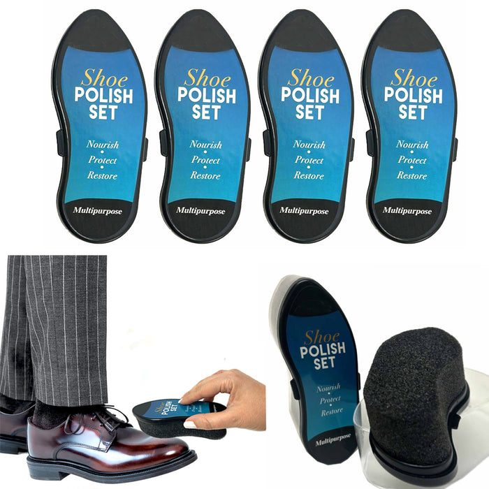 4 PC Shoe Polish Shine Sponge Cleaning Protector Leather Care Boots All Colors !