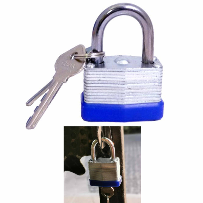 1 Laminated Pad Lock  40mm Hardened 2 Keys Durable Steel Security Self Storage