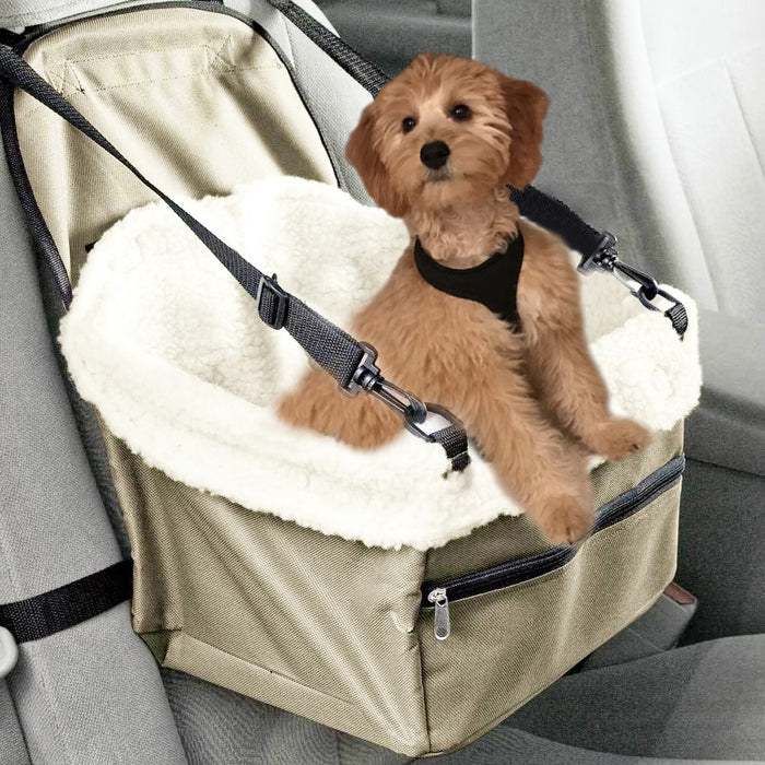 Pet Booster Seat Car Safety Dog Carrier Leash Belt Adjustable Travel !