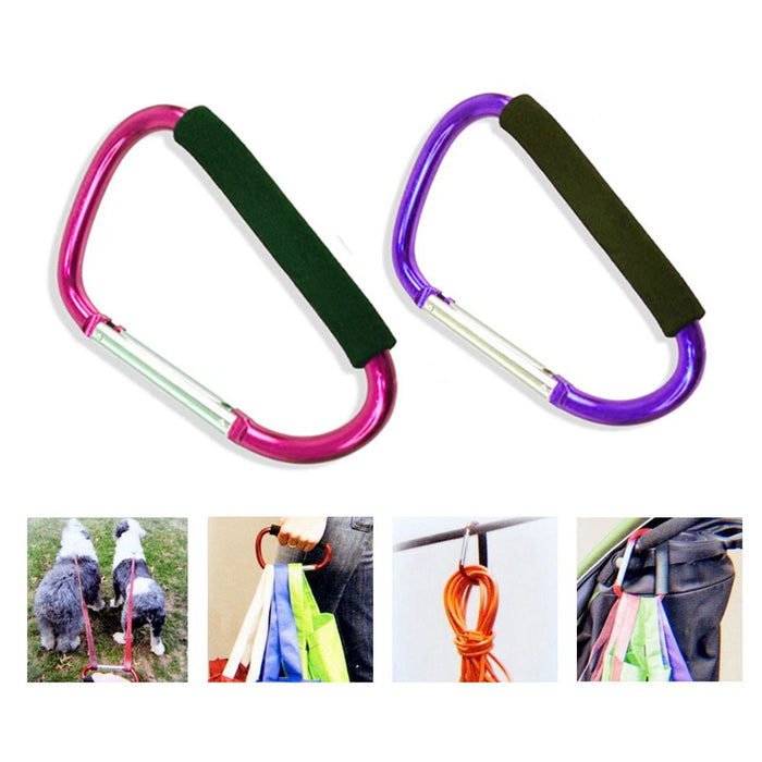 2 PC Jumbo Carabiner Grocery Bags Holder Handle Stroller Hooks Spring Strong