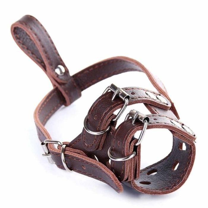 2pc Comfort Dog Muzzle Adjustable Leather Strap Pet Grooming No Bark Bite Medium