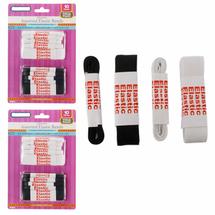 20 Assorted Sewing Elastic Bands Knitted Black White Band Waistband Soft Stretch