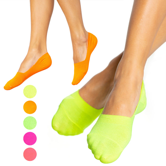 3 Pairs Womens Neon Low Cut No Show Socks Liner Boat Ballet Foot Cover Footies