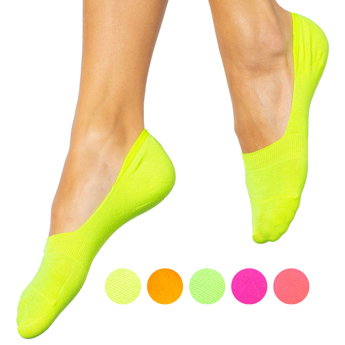 3 Pairs Womens Neon Low Cut No Show Socks Liner Boat Ballet Foot Cover Footies