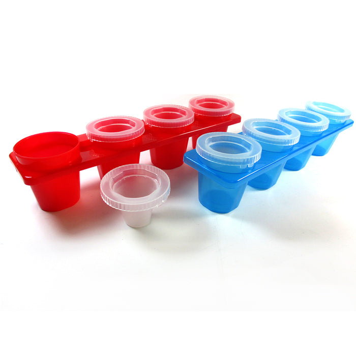 2 X Round Ice Shot Glasses Cube Tray 4 Cup Plastic Mold Cool Party Drinks