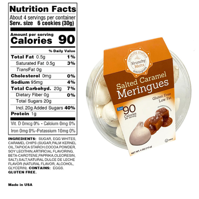 3 Pk Meringues Cookies Salted Caramel Flavor Gluten Fat Free 90 Calories Treats