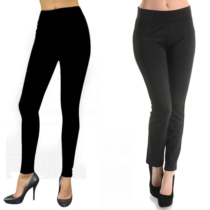 Women’s Black Cotton Spandex Full Length Leggings Yoga Pants Slim Fit Medium