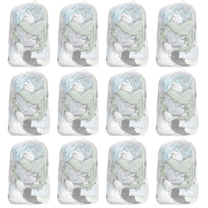 Lot of 12 Laundry Bag Drawstring Mesh Storage Wash Clothes Heavy Duty 18" x 12"