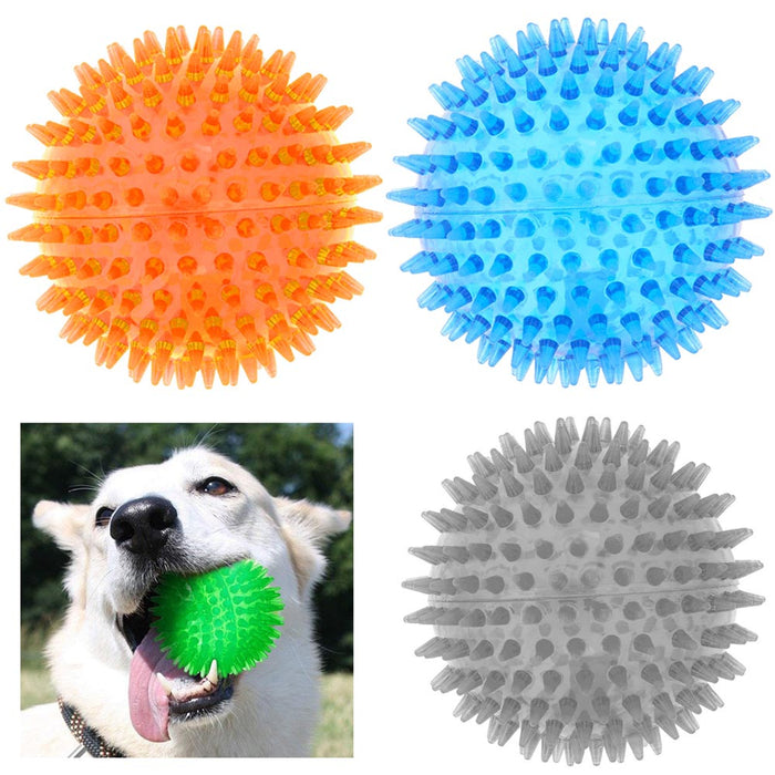 4 Rubber Dental Spiky Rubber Ball Fetching Pet Dog Toy Cleans Teeth Gum Health