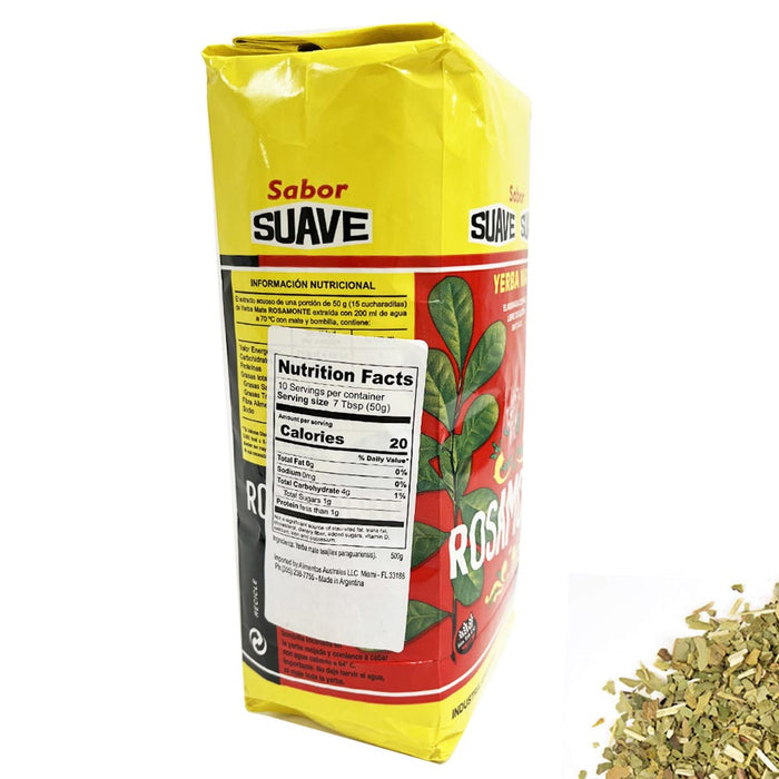 2 Pk Yerba Mate Rosamonte Suave 1.1 lb 500g Argentina Tea Herbal Leaf Loose Bag
