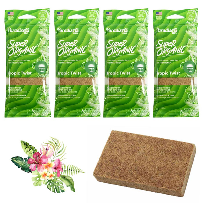 4 Car Air Freshener Organic Tropic Twist Under Seat Long Lasting Block Fragrance