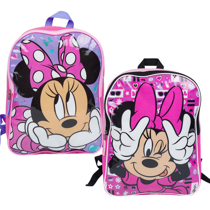 1 Disney Junior Minnie Mouse Flower 15" Girls Childrens Backpack Book Bag School