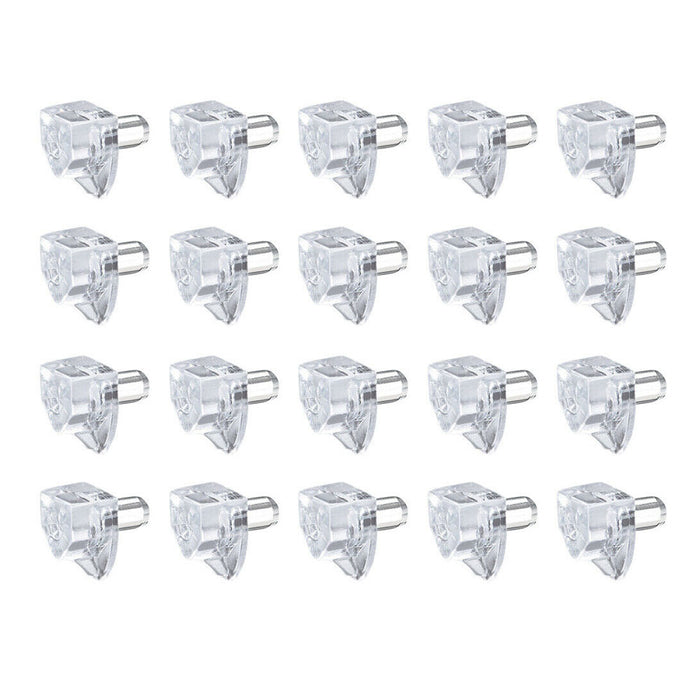 20 Pcs 3/16" Inch Clear Plastic Shelf Support Pin Pegs Cabinet Book Shelves 50Lb