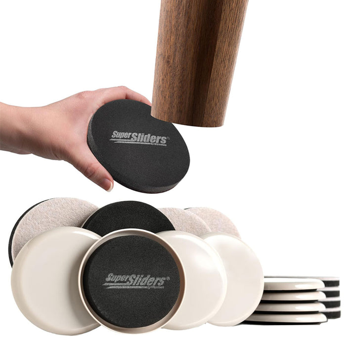 32 Large Round Furniture Glides Sliders 3.5" Multi Surface Pads Floor Protector